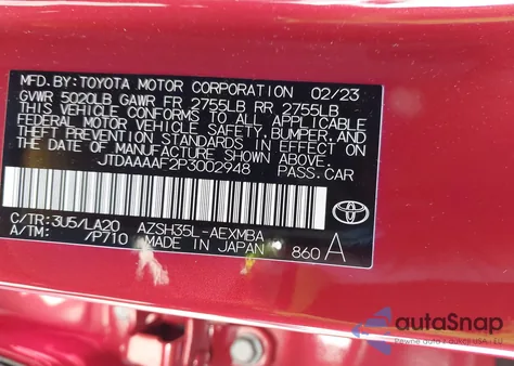 2023 Toyota Crown Limited z USA, uszkodzony, nr VIN JTDAAAAF2P3002948